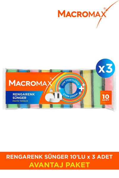 MACROMAX Šarene sunđere za sudove, višenamenske, pakovanje od 30 komada, povo...