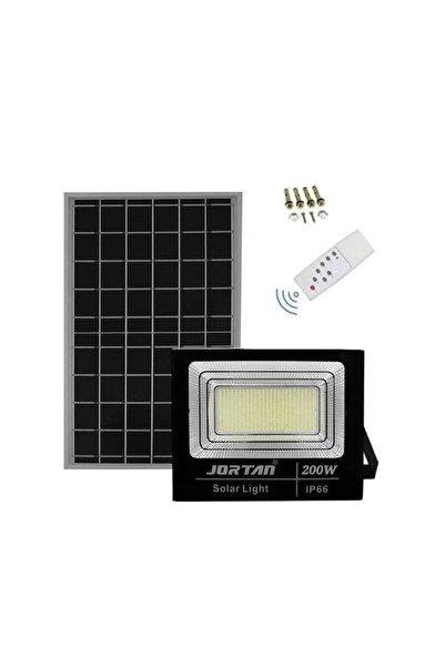Jortan Reflector solar de 200W cu panou și telecomandă, IP66, 6500K, 9000 lm, negru