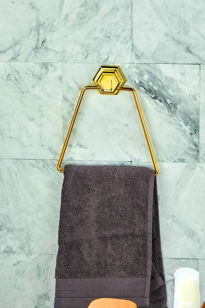 Tasarım Evi Adhesive Triangle Metal Towel Rack Hanger Bathroom Organizer