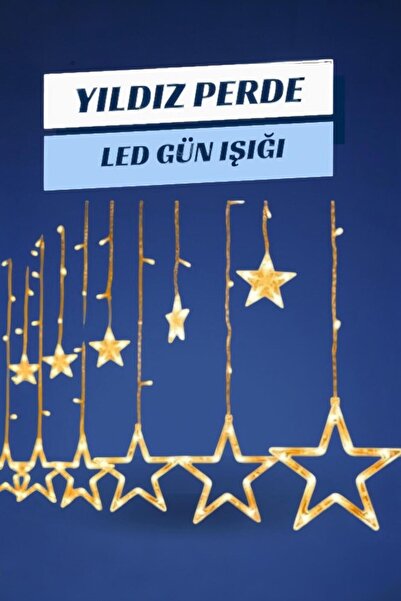 Kenko Fişli Yeni Yıl Çam Ağacı Yıldız Temalı Işık Zinciri Yılbaşı Noel Perde Led Süsleme Yılbaşı Lambası