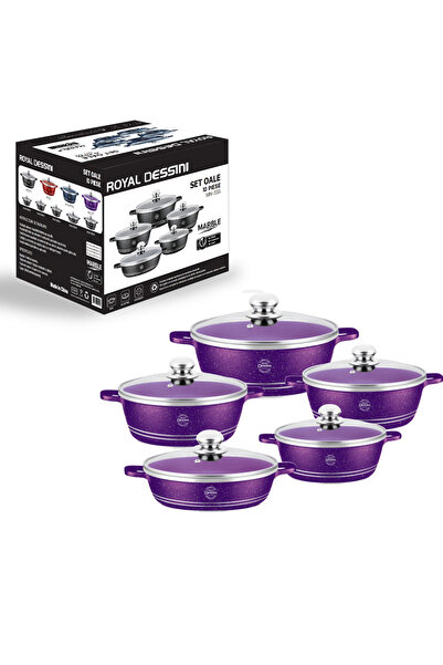 AT Performance Set premium de 10 piese – Ghivece cu înveliș din marmură și capace din sticlă semitransparentă, 5 dimensiuni