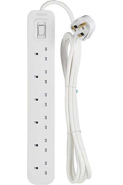 Belkin 6-Plug 3m Power Extension Strip with On/Off Switch - White