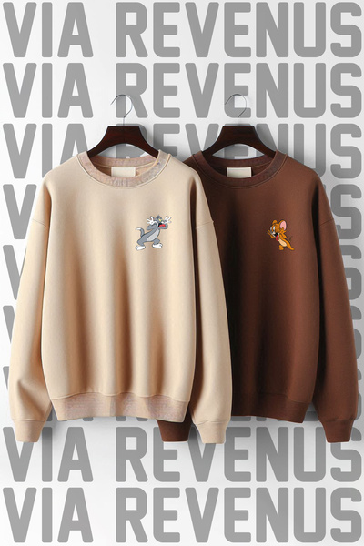 Vordevia Hanorac vesel T & J cu imprimeu cu gâtul în formă de O, cu cu căptuș...