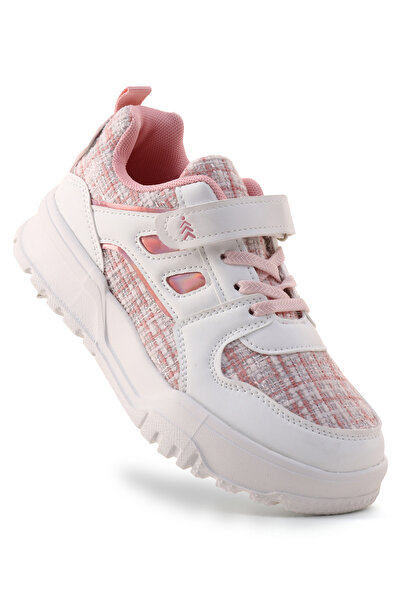 Pine kids Sports Shoes with Velcro Closure & Tape Detailing - Pink