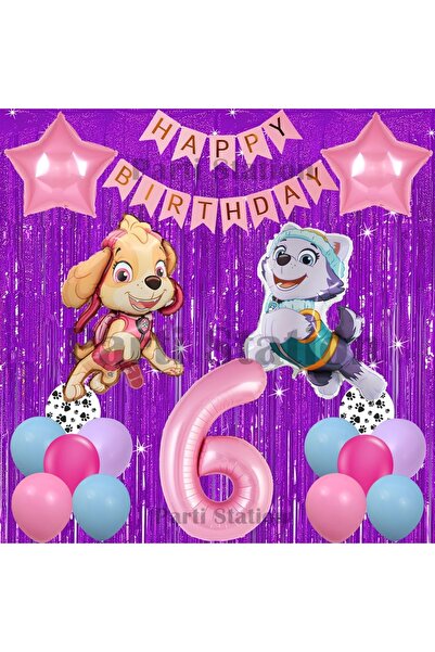 Parti Station Paw Patrol Skye and Everest Concept 6 Year Old Birthday Purple ...