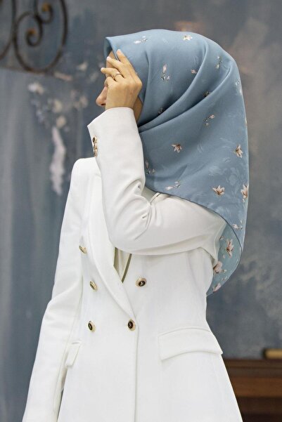 Vissona Tivil Silk Scarf 51776 - 9 - 0039 Mint Green Floral Pattern