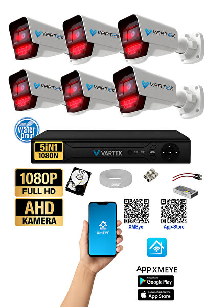 VARTEK BİLİŞİM 6 Kameralı 9 Atom Led Gece Görüşlü 1000GB HDD 5MP Ahd Güvenlik...
