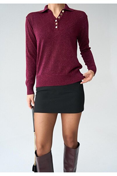 Serpirella Butik Glitter Polo Neck Sweater