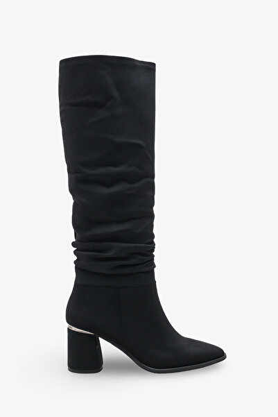 İNNABUTİKK Nilpa Kadın Topuklu Çizme - Siyah Süet