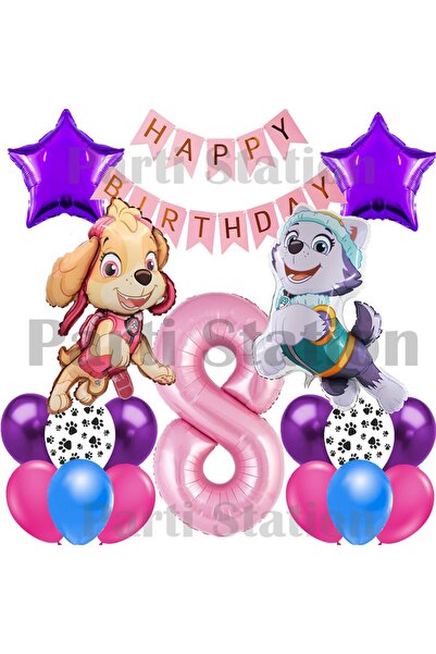 Parti Station Paw Patrol Skye and Everest Concept 8Th Birthday Party Balloon Set