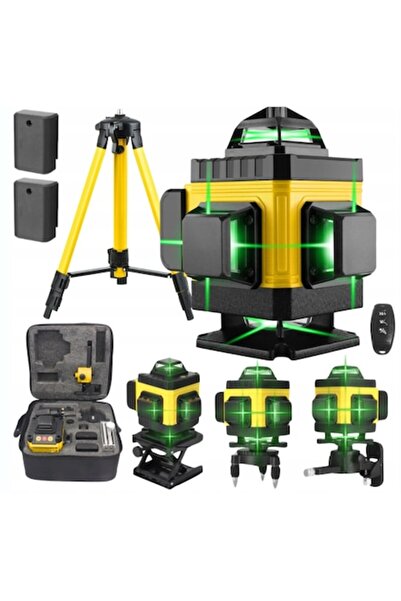 Extralink Nivelă laser 4D cu 16 linii, 4x360°, IP54, cu trepied și telecomandă (negru/galben)