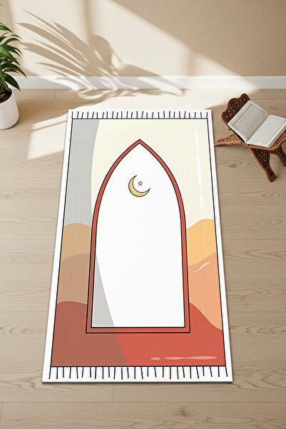 Etnik Dekor Crescent Patterned, Colorful Digital Printing Non-Slip Base Child...