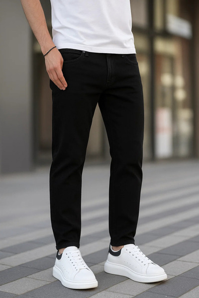 DAMGA JEANS Men's Casual Comfort Wide Leg Black Jeans