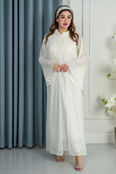 obejana روب استقبال ناعم بتطريز لؤلؤ وكريستال - سكري