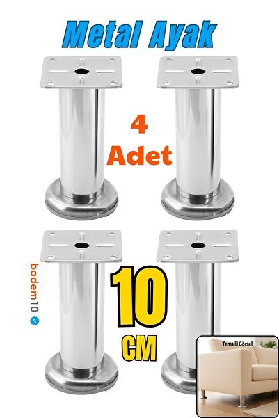 Badem10 4Pcs Chrome 10cm Metal Silver Furniture Leg with Plate Armchair Sofa Durable Tv Unit Leg Feet