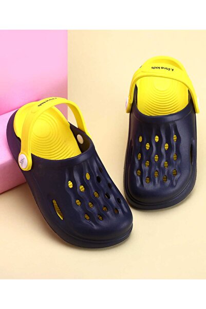 Pine kids Clogs with Back Strap - Navy Blue & Yellow