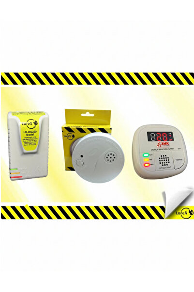 LOREX Doğalgaz Alarm Cihazı + Kablosuz Pilli Duman Dedektörü + Dijital Pilli Karbonmonoksit Dedektörü