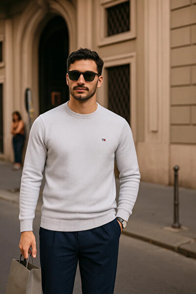 comstar Men's Casual Crew Neck White Sweatshirt