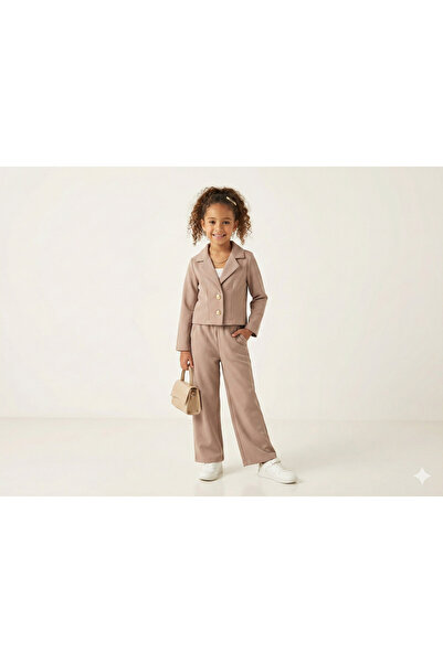 tinytrends Κοριτσίστικο διπλό παντελόνι με παλτό 2 τεμαχίων