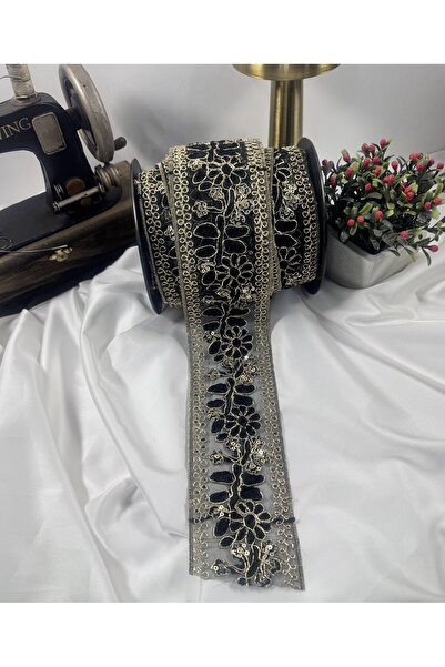 jasmina store gold işlemeli papatya desenli etnik şerit dantel