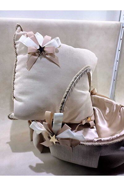 Royall Craft طقم وسادة على شكل سلة باللون البني لحفل استقبال المولود الجديد ل...