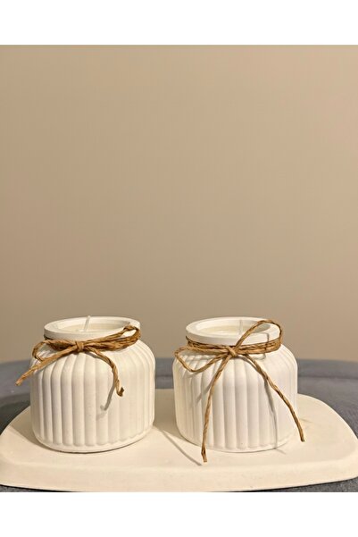 Store Bohem/Jüt İpli Şık İkili Mum (alt tepsi dahil değil)