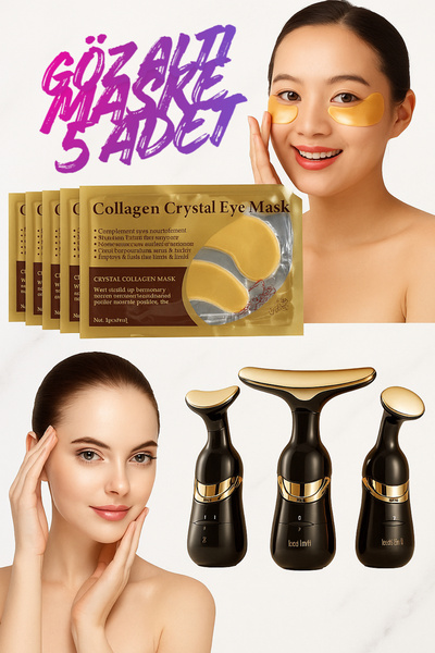 ESENLİWE Collagen Crystal Gold Eye Mask 5 Adet+Masaj Aleti Göz Çevresi Bakım ...
