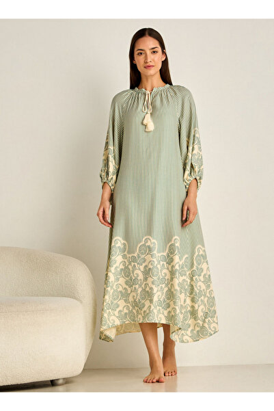 FAV Night Gown Long Sleeve Tassel Tie-Ups Viscose