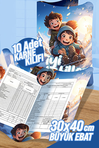 colortouch Neşeli Çocuklar A4 Karne Kabı Kılıfı 10 Adet Büyük Ebat 30x40 Cm Ilkokul Karne Kılıfı Karne Süsleme