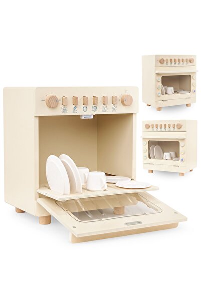 mamabrum Mașină de spălat vase din lemn cu accesorii