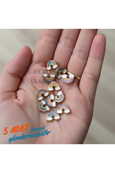 Feron Aksesuar Gökkuşağı Kolye Ucu Charm – Renkli Metal Takı Yapımı Boncuk – ...
