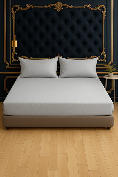 Pera Deluxe Silver Gray Color Cotton Combed Elastic Bed Sheet 180X200 cm – Do...