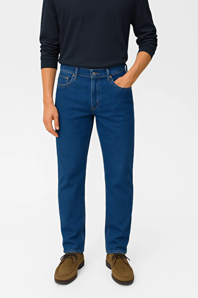 DAMGA JEANS Men's Flexible High Waist 5 Pocket Blue Jeans