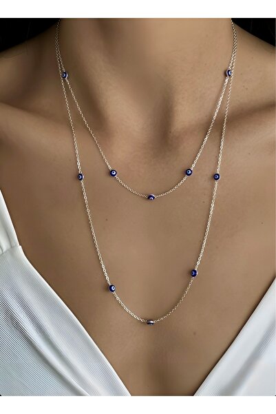 MİRAÇ GÜMÜŞ TAKI ATÖLYEM 925 ayar gümüş nazar boncuklu uzun kolye