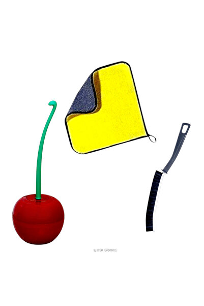 OEM Toilet cleaning brush, cherry berry, length 37 cm, diameter 13.5 cm with microfiber cloth, non-abrasive, 2 sides