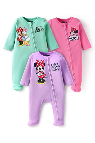Babyhug Disney أطقم نوم كاملة القدمين مزينة بطبعات ميني وأصدقائها (عبوة من 3 ...