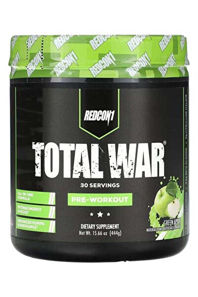 REDCON1 مكمل غذائي توتال وور قبل التمرين بنكهة التفاح الأخضر، 30 حصة، 444 غرام
