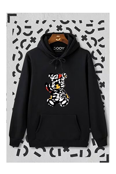 LELVANİ سويت شيرت للجنسين بطباعة نمط دمية الدب