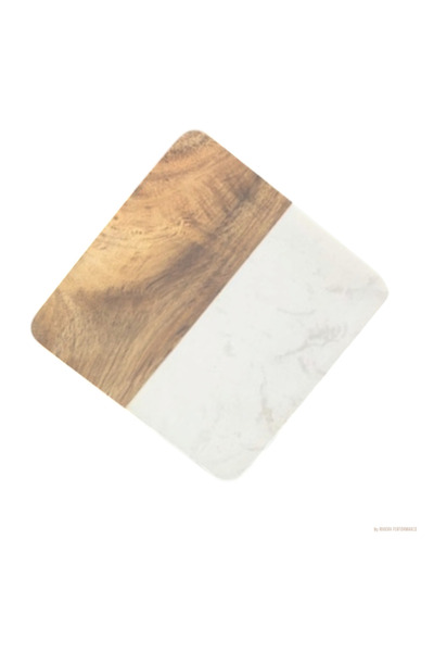 OEM Suport marmura/lemn, 10x10 cm, pentru sticle si pahare, bej, finisaj premium