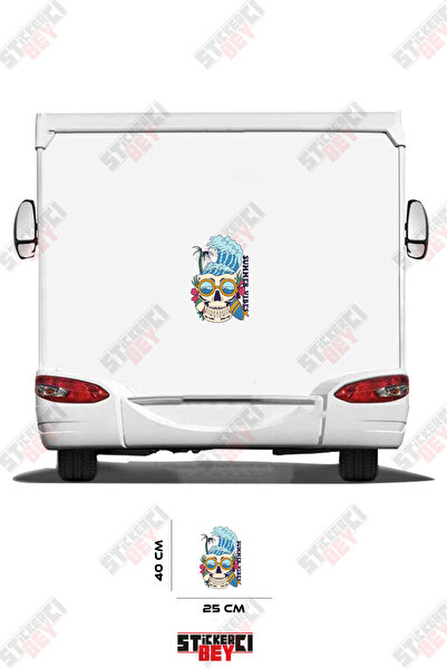 STİCKERCI BEY ملصق كارافان بتصميم الجمجمة وركوب الأمواج