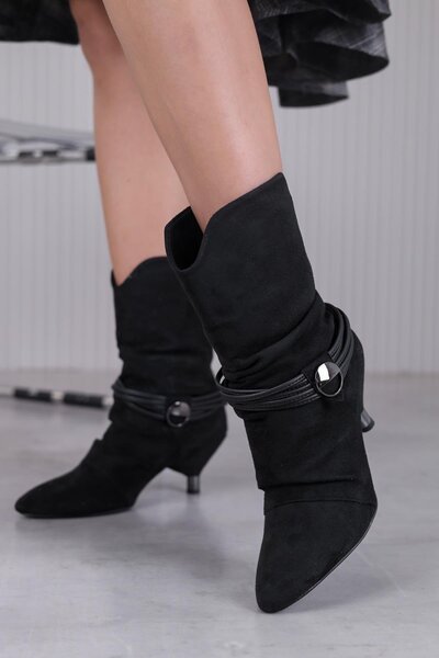 Stil Durağı This Is Model 5 cm Heel Height New Season Short Boots Siy.Suet
