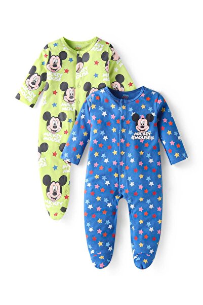 Babyhug Disney أطقم نوم كاملة القدمين بطبعات ميكي ماوس (عبوة من قطعتين) - أخض...