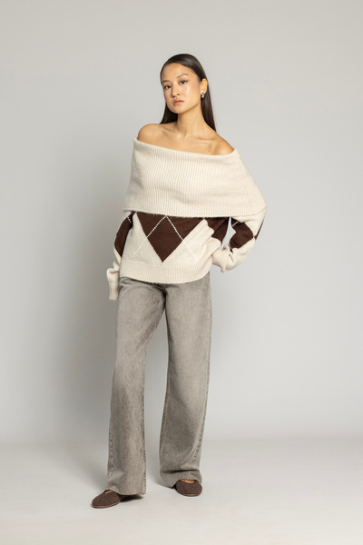 Nisan Pulover cu guler Madonna cu model BAKLAVA