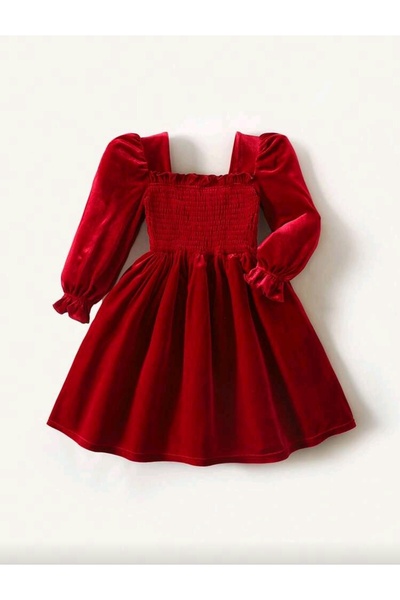 OEM Red velvet dress, 1-2 years, 90 cm