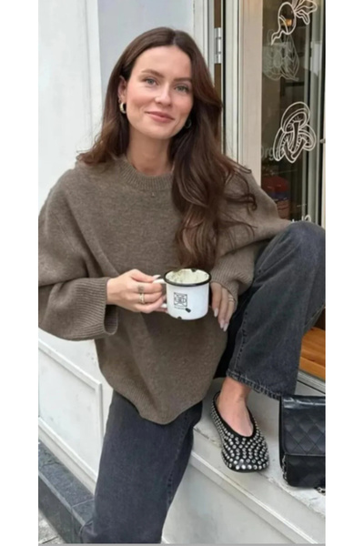 H&E LUXURY DESIGN سترة نسائية ذات ملمس ناعم وتفاصيل مفصلة قصة فضفاضة