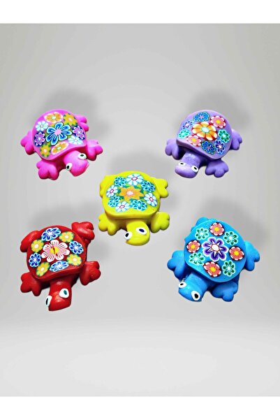 Mundy Renkli Mini Kaplumbağa Magnet – 5’li Set | El Yapımı Hamur Magnet | Kar...