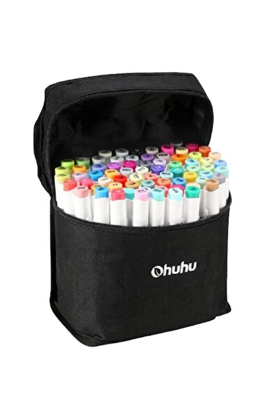 Ohuhu 72 markere cu vârf dublu pe bază de alcool (pensula și fin) cu geantă d...