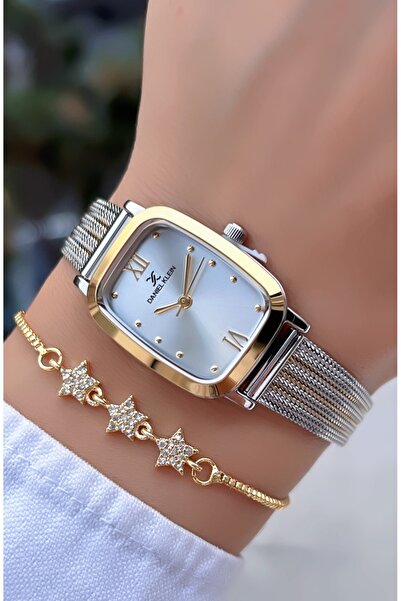 Daniel Klein Orijinal Kadın Kol Saati Gold Gümüş Renk Hasır Çelik Kordon Bile...