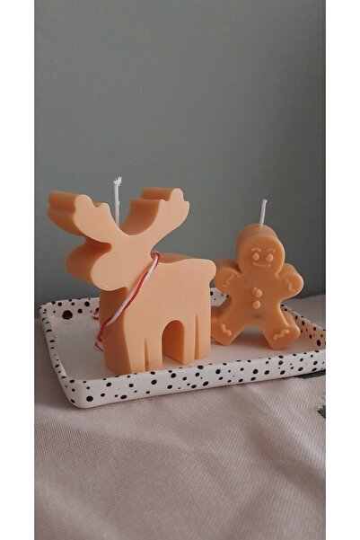 Küfran Yılbaşı 2 li geyikli ve kurabiye adam mum