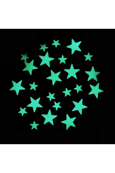 Umut 100 adet Karanlıkta Parlayan Fosforlu Yıldız Dekoratif Sticker Süs Yılba...